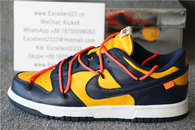 Off-White x Nike Dunk Low Yellow Navy Blue