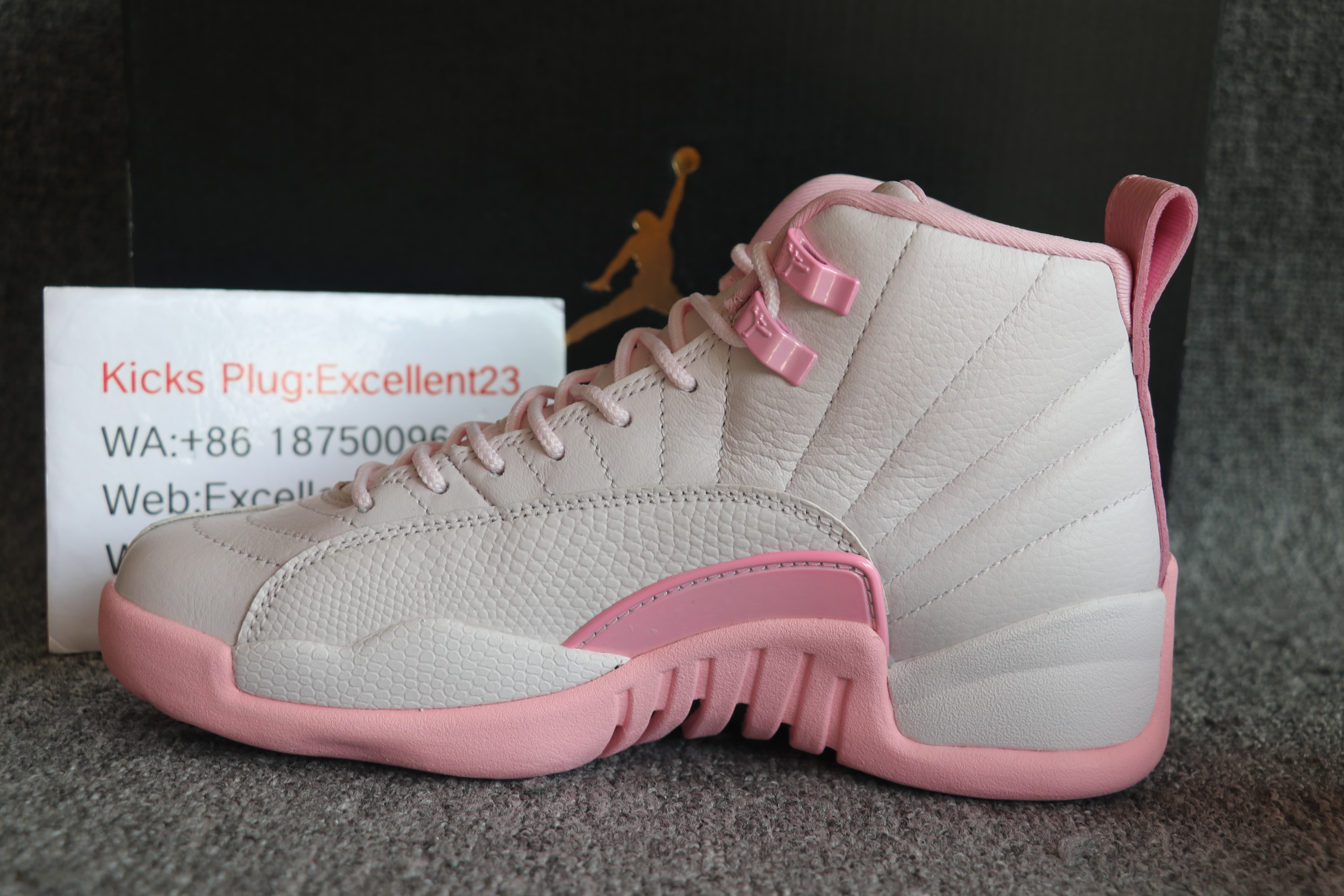 Youth Air Jordan 12 White Pink