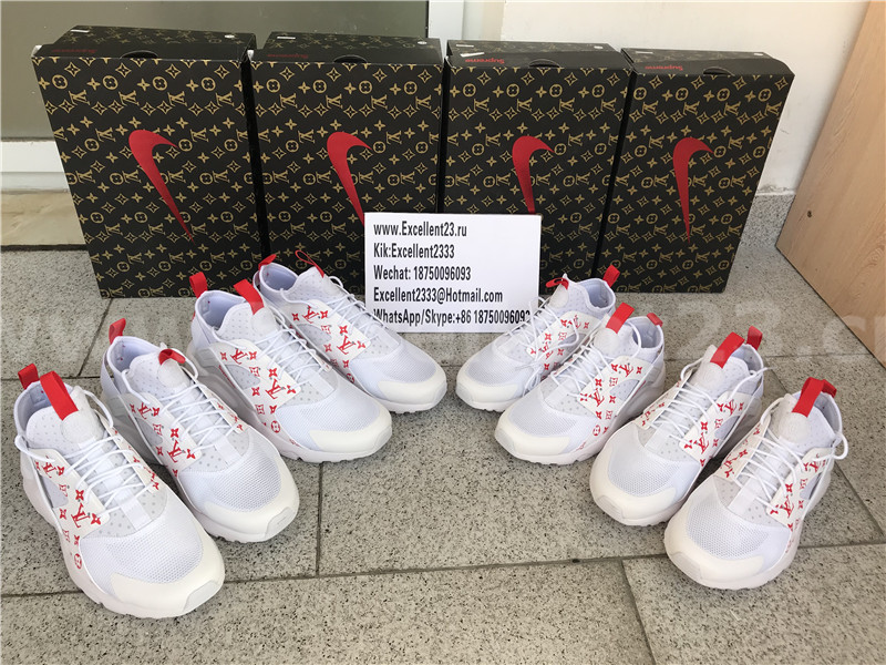 Supreme X LV X Nike Air Huarache Run Ultra White Red