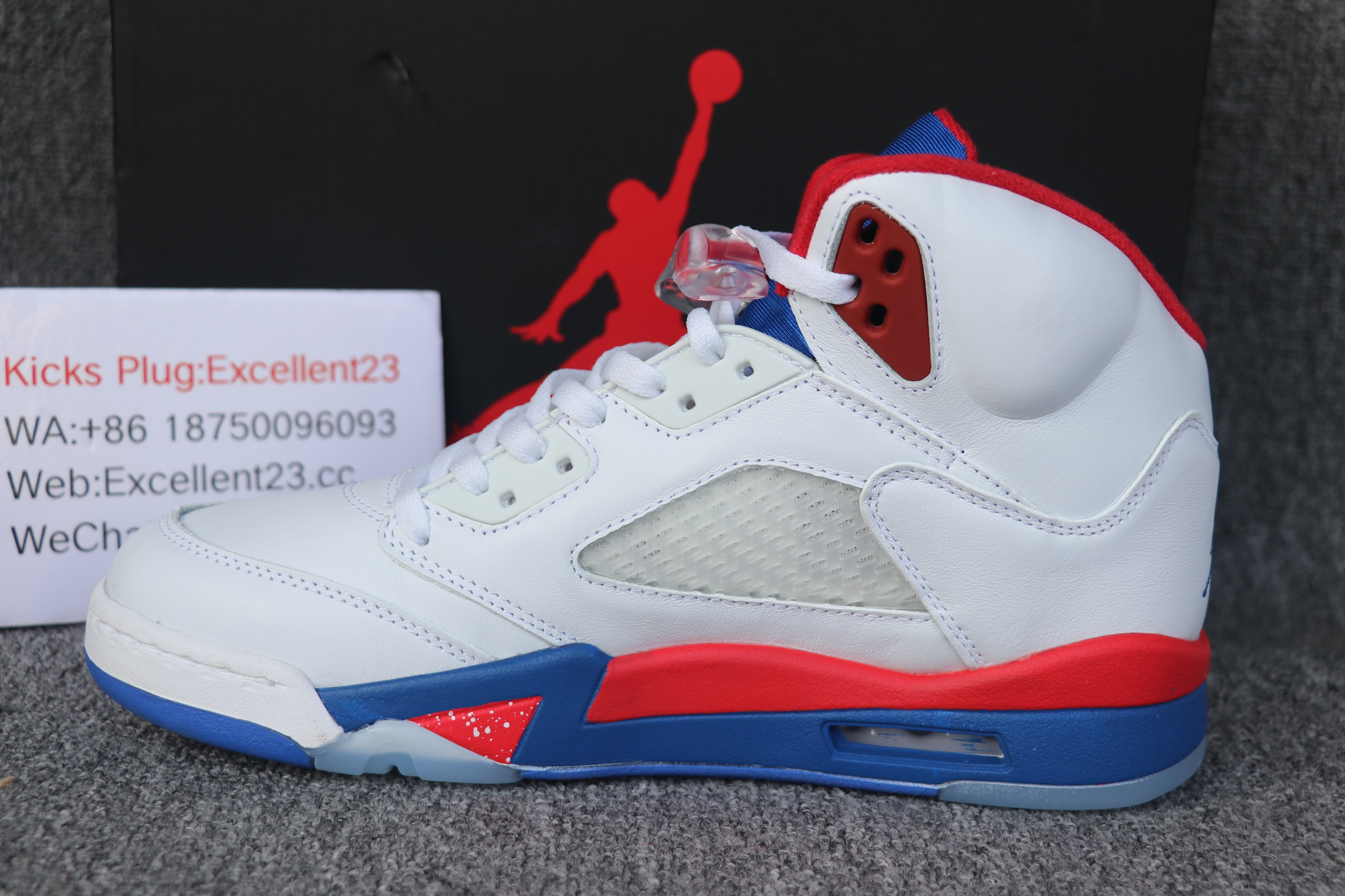 Air Jordan 5 White Blue Red